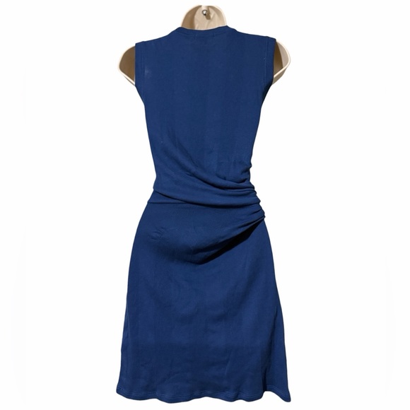 Goldie Tees Mia Sleeveless Ruched Mini Dress Pima Cotton Blue S - Picture 4 of 6